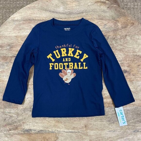 NEW 2Pc 4T Boys Turkey & Football Thanksgiving Outfit - Picture 2 of 3